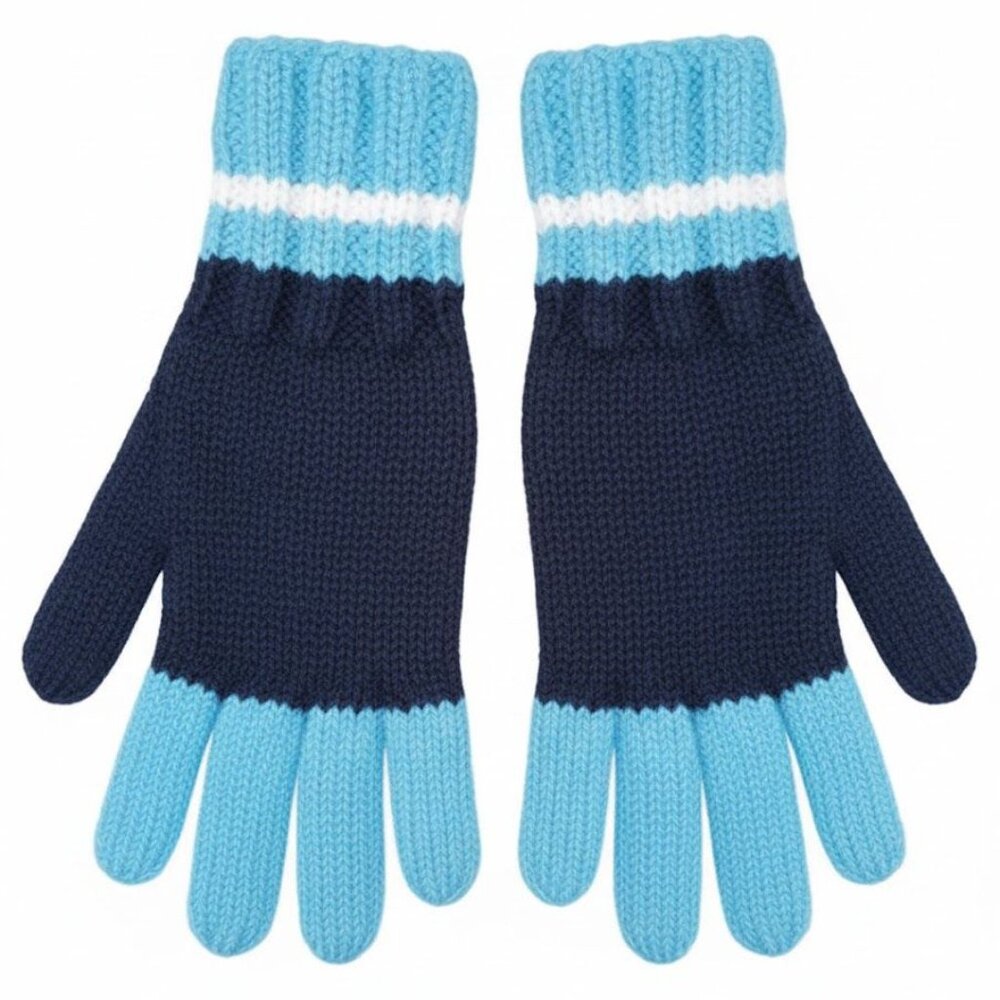 Blue and White Handknit Gloves Mittens For Women And Men